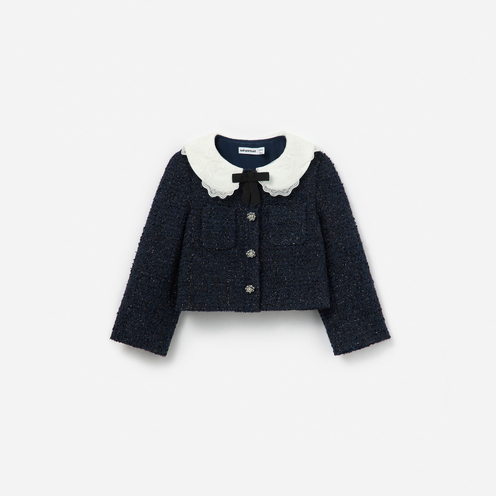 Navy Boucle Collared Jacket
