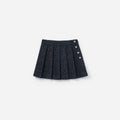 Navy Boucle Pleated Skirt