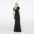 Black Sequin Boucle Satin Maxi Dress