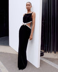 Black Velvet Cut Out Maxi Dress