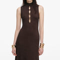 Brown Lurex Knit Maxi Dress