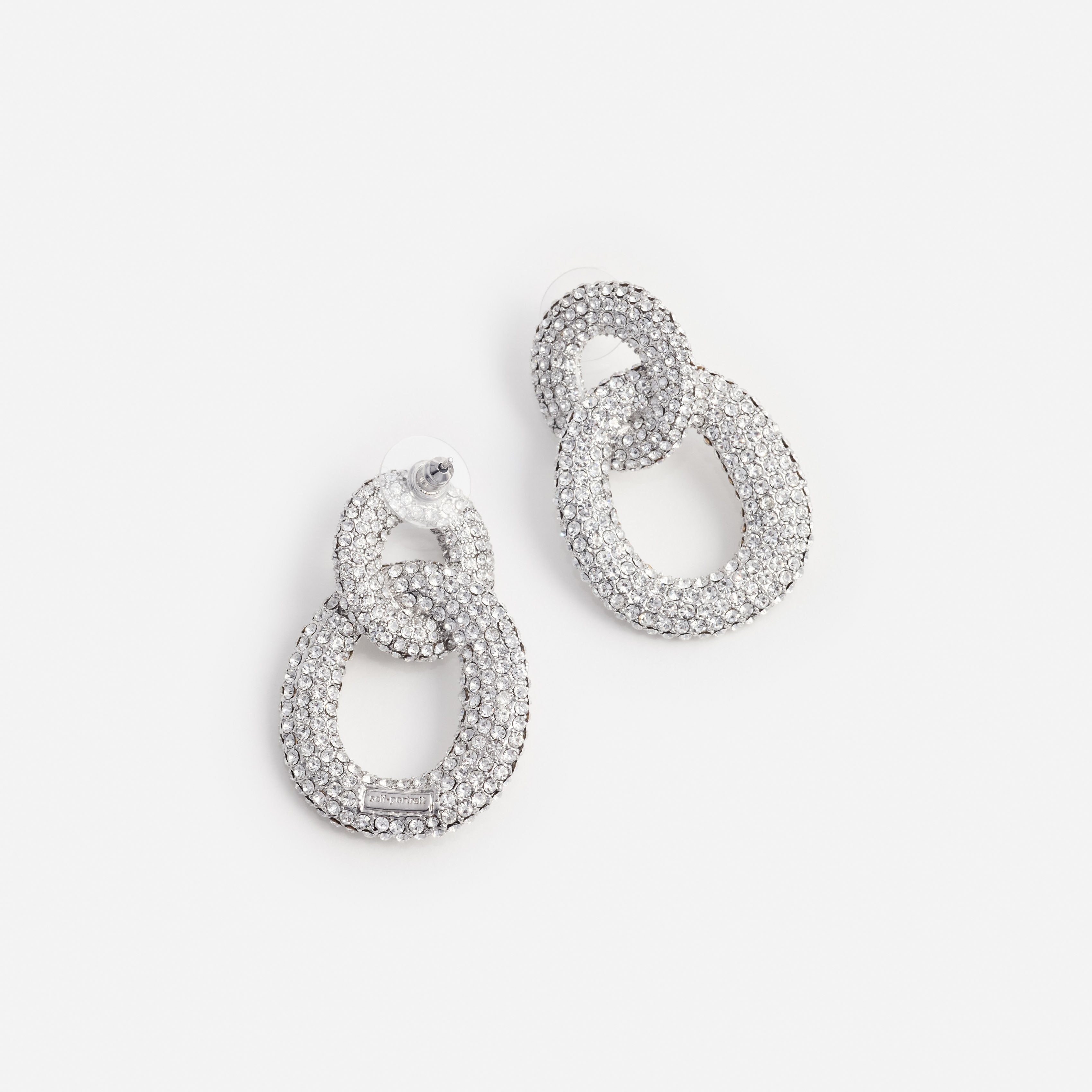 Silver Crystal Link Earrings