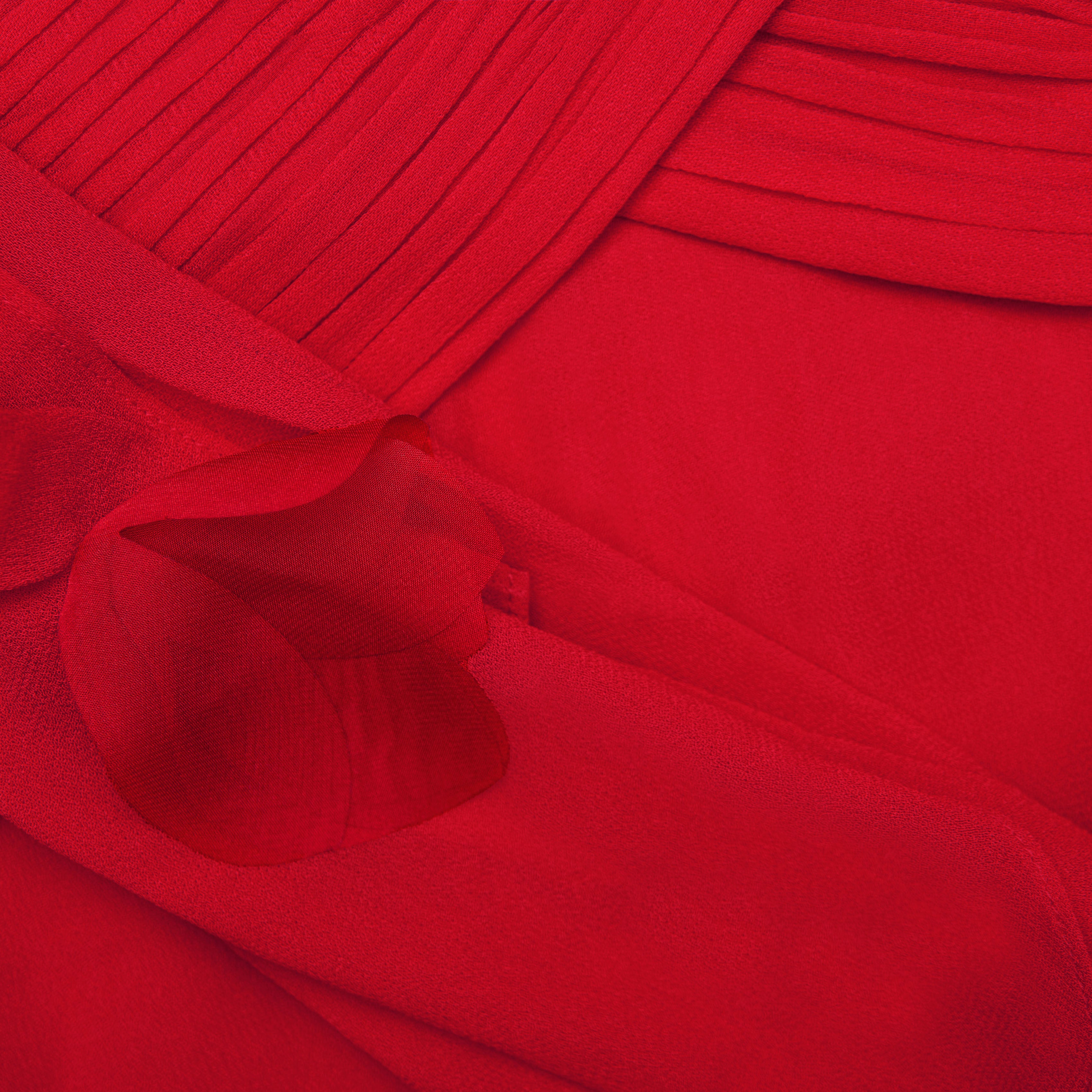 Red Georgette Flower Maxi Dress