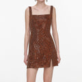 Bronze Crystal Chainmail Mini Dress