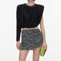 Black Jersey Asymmetric Sleeve Top