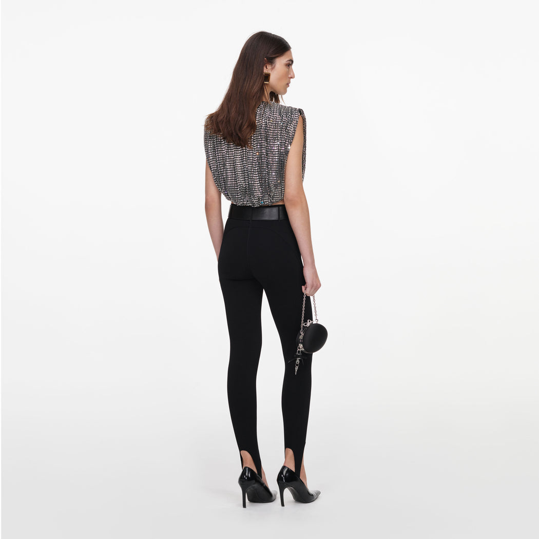 Silver Rhinestone Drape Top