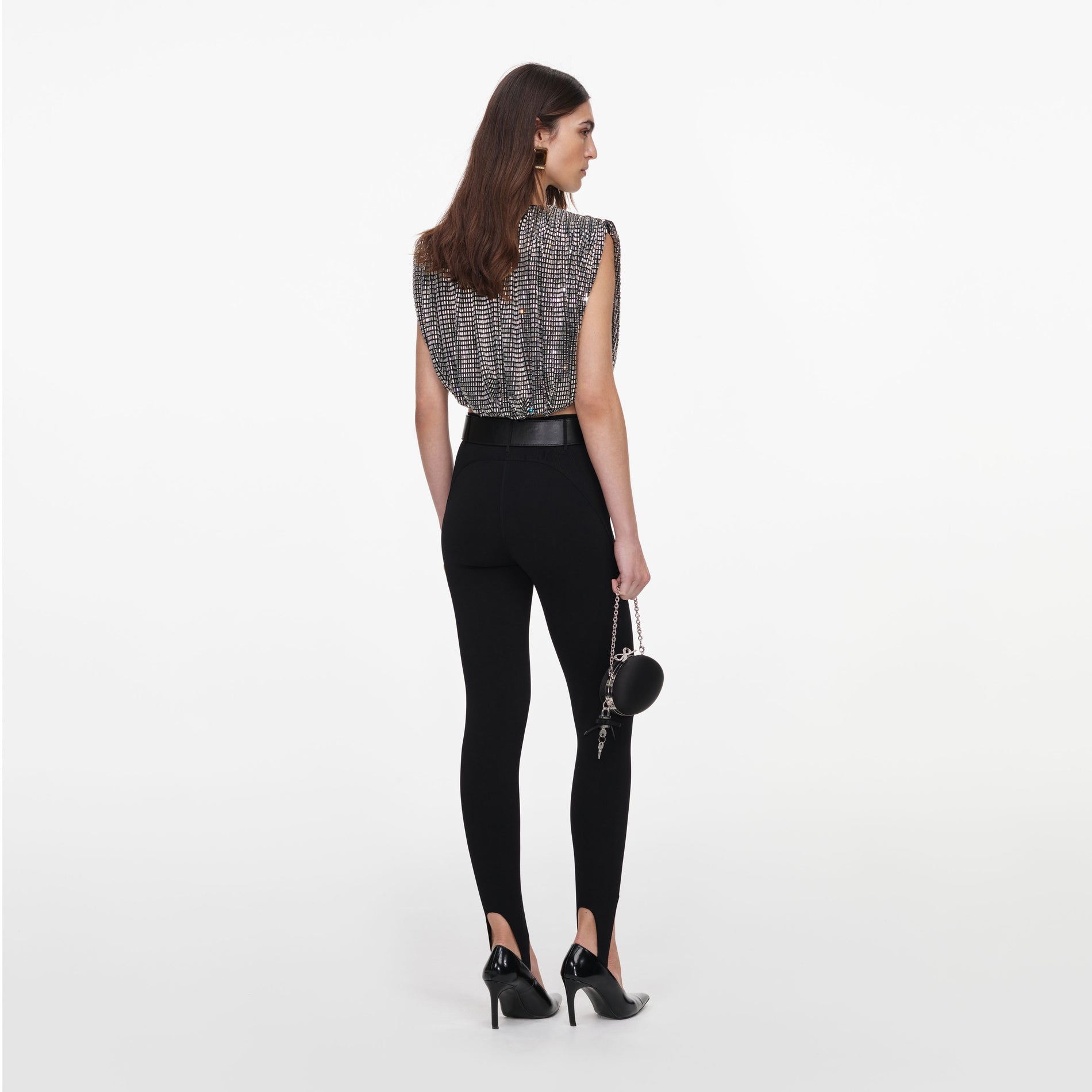 Silver Rhinestone Drape Top