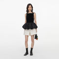 Black Velvet Bubble Hem Top