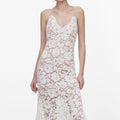 White Fine Lace Feather Maxi Dress