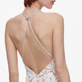 White Fine Lace Feather Maxi Dress