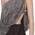 Rhinestone One Shoulder Drape Mini Dress