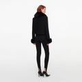 Black Wool Fur Cuff Jacket
