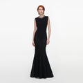 Black Beaded Pointelle Knit Maxi Dress