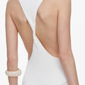 White Racer Back Feather Knit Midi Dress