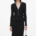 Black Lurex Rib Knit Midi Dress