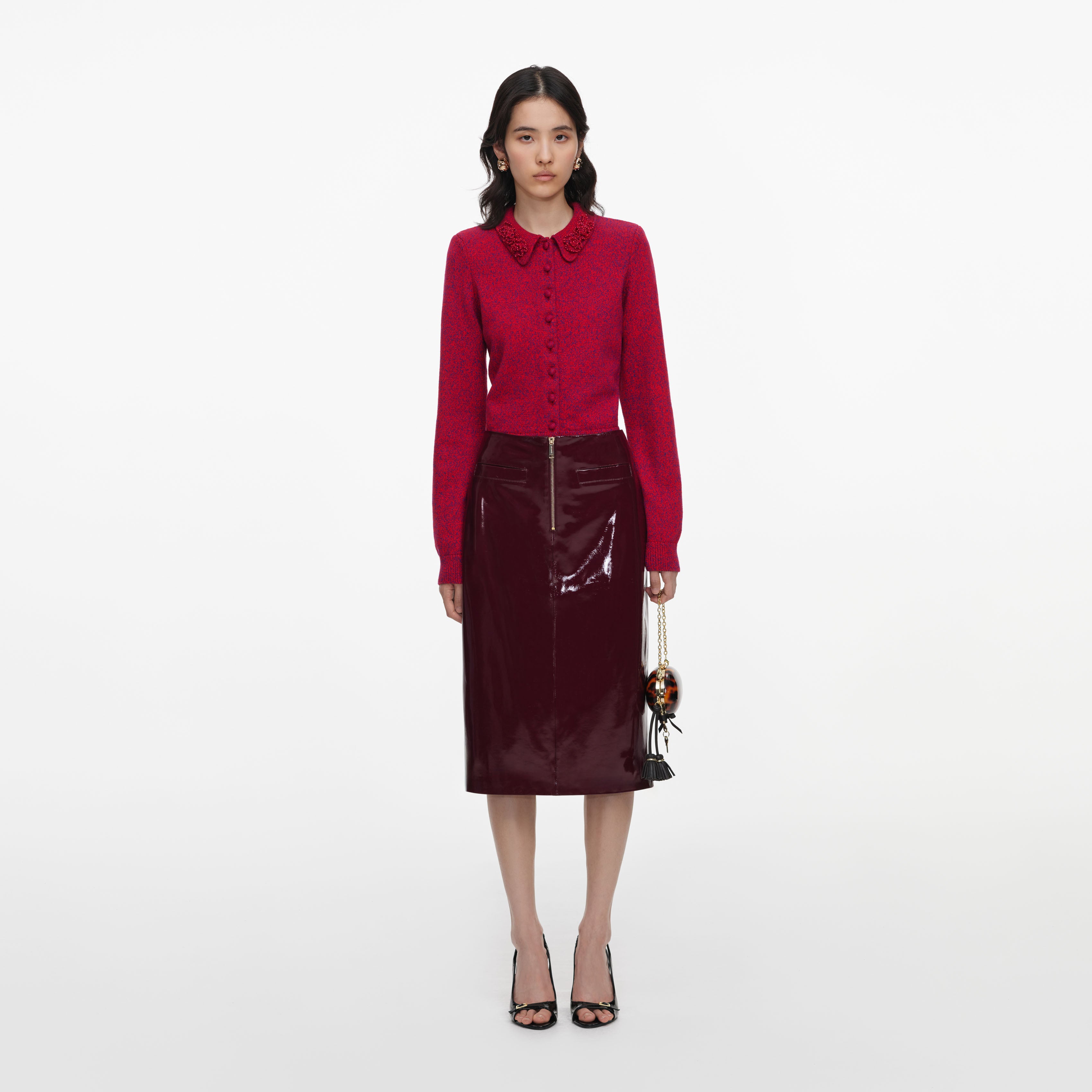 Red Flower Knit Cardigan
