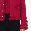 Red Frayed Knit Jacket