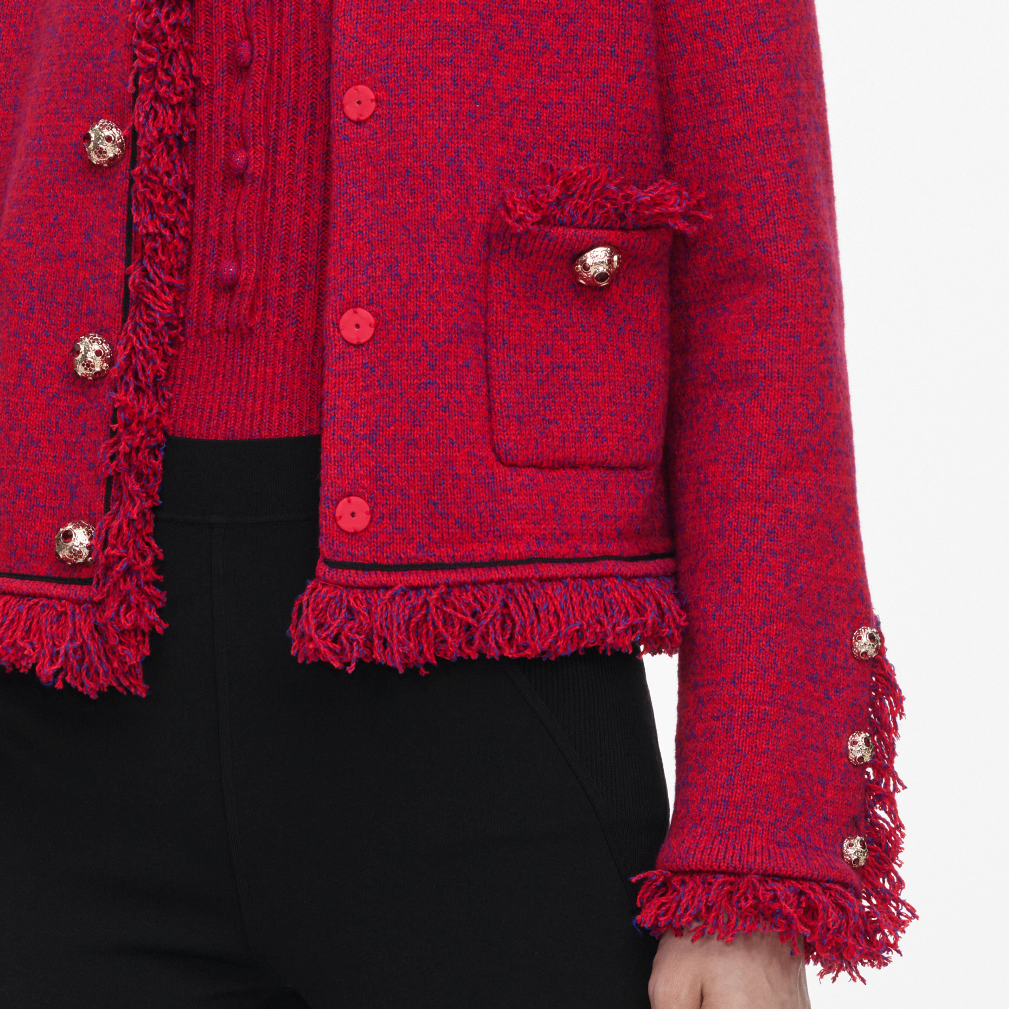 Red Frayed Knit Jacket