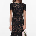 Black Sequin Lace Midi Dress