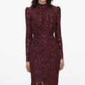 Burgundy Sequin Lace Maxi Dress