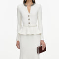 Cream Lurex Rib Knit Midi Dress