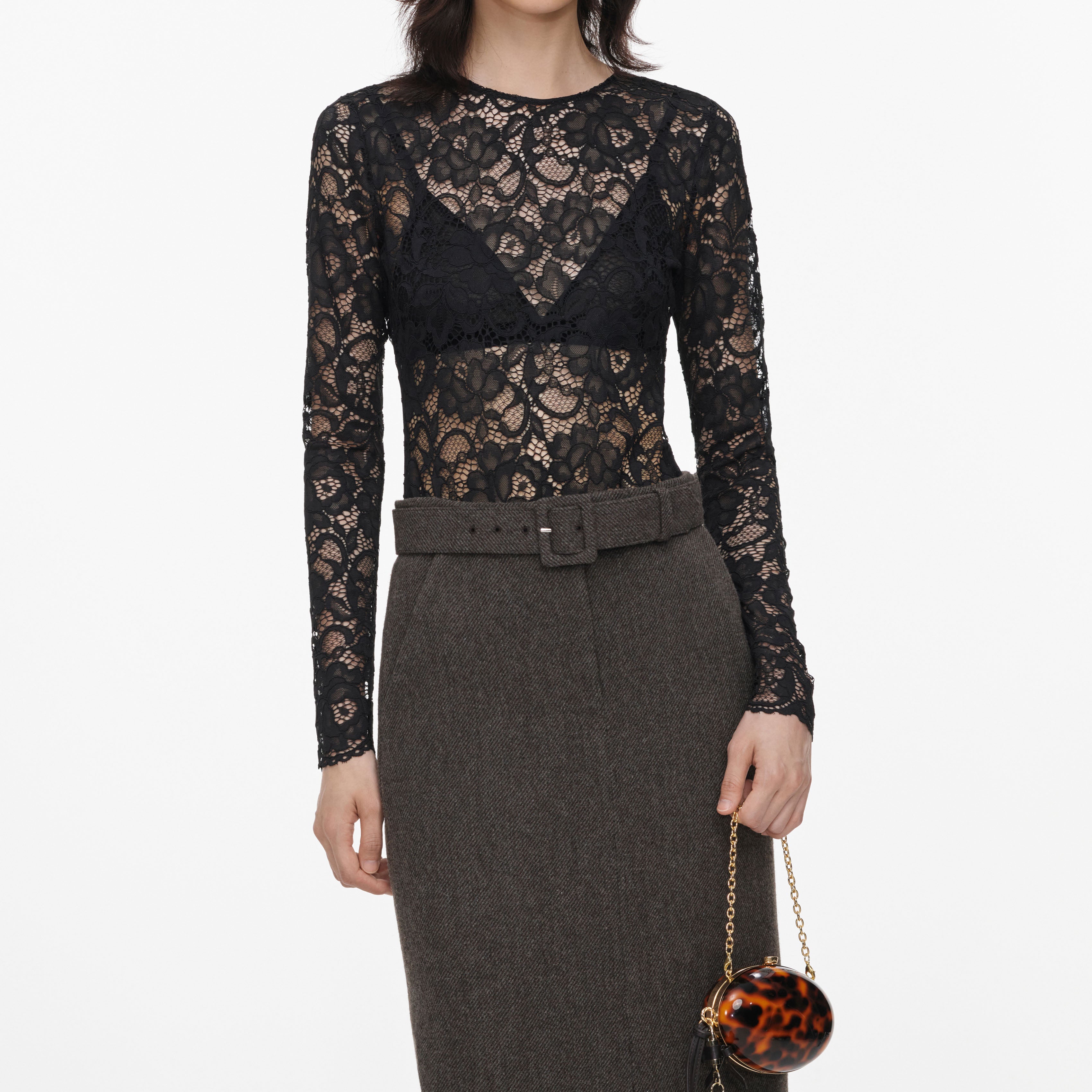 Brown Wool Midi Skirt