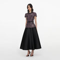 Pink and Black Sequin Boucle Midi Dress