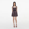 Pink and Black Sequin Boucle Sleeveless Mini Dress