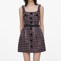 Pink and Black Sequin Boucle Sleeveless Mini Dress