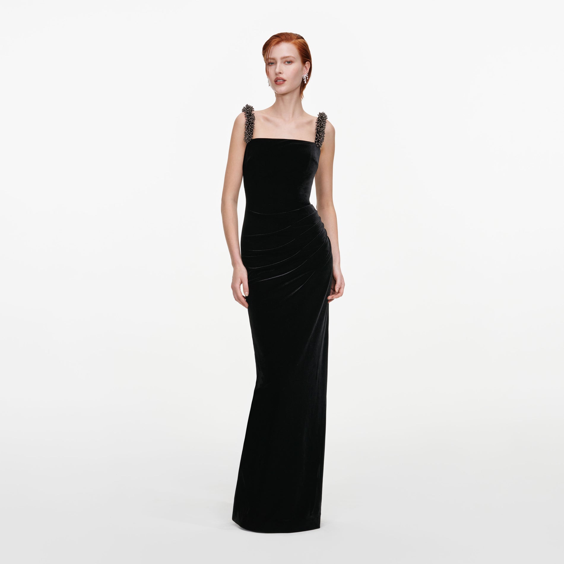 Black Velvet Square Neck Maxi Dress