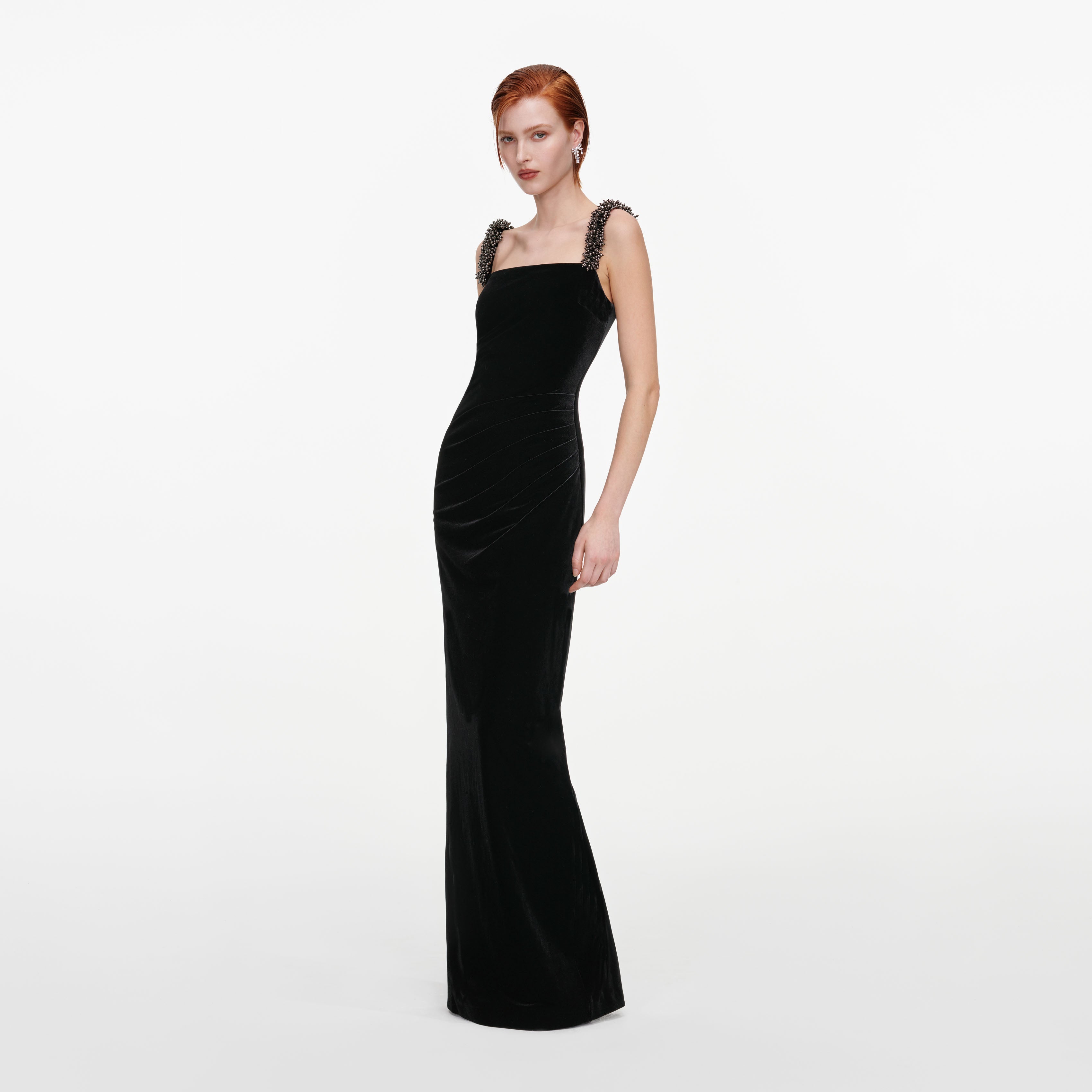 Black Velvet Square Neck Maxi Dress