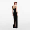 Black Velvet Square Neck Maxi Dress