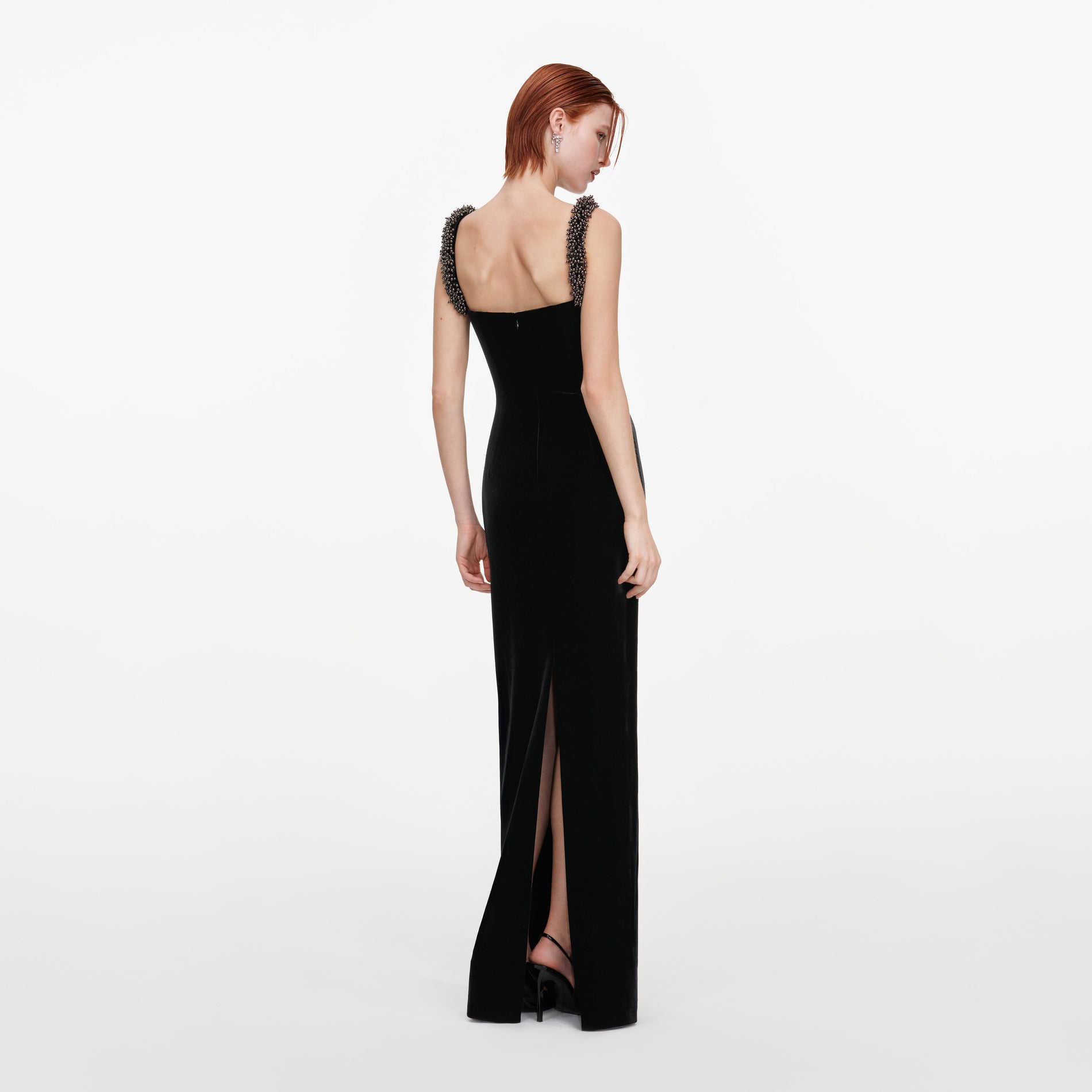 Black Velvet Square Neck Maxi Dress