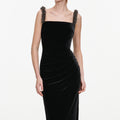 Black Velvet Square Neck Maxi Dress