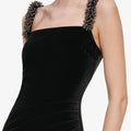 Black Velvet Square Neck Maxi Dress