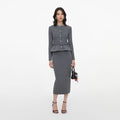 Grey Crystal Trim Knit Midi Dress