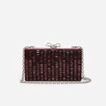 Burgundy Chainmail Clutch Bag