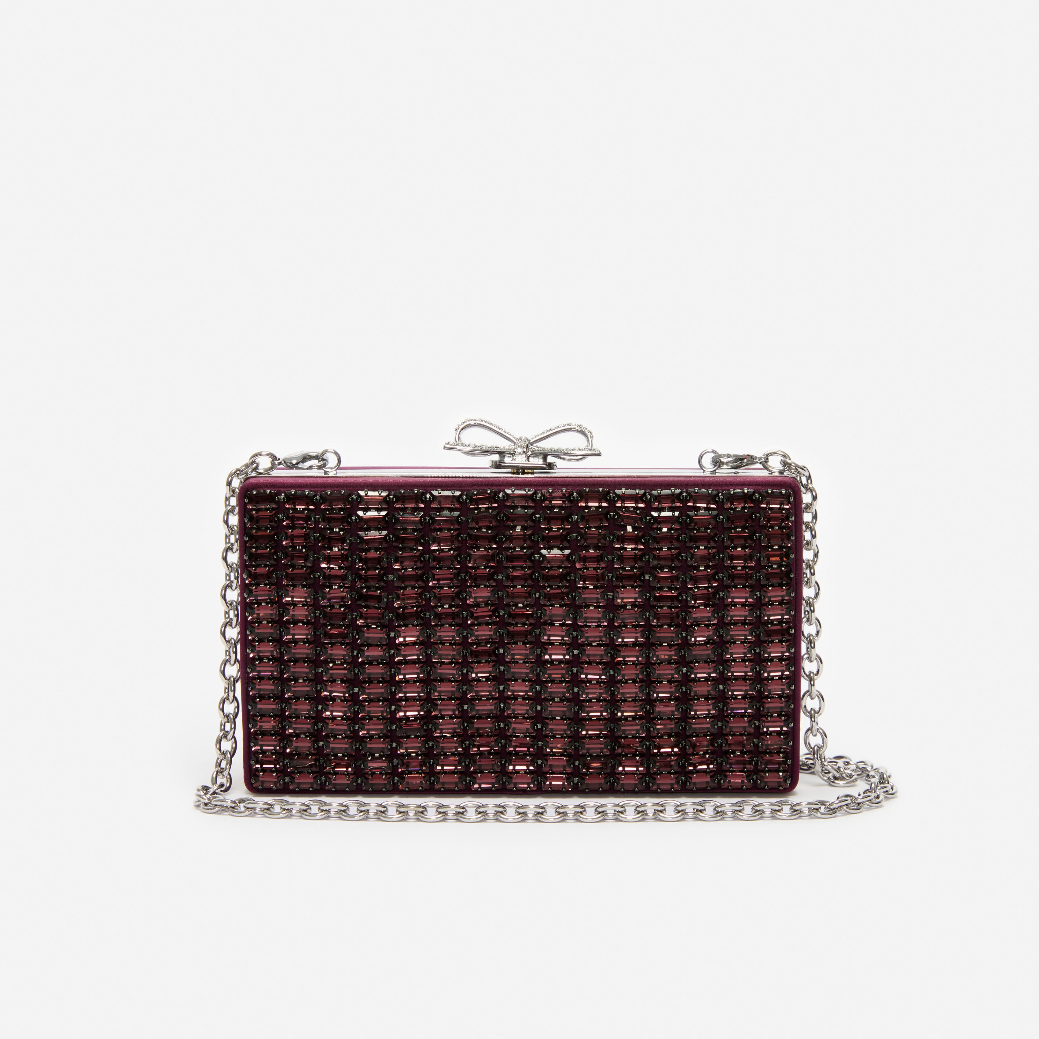 Burgundy Chainmail Clutch Bag