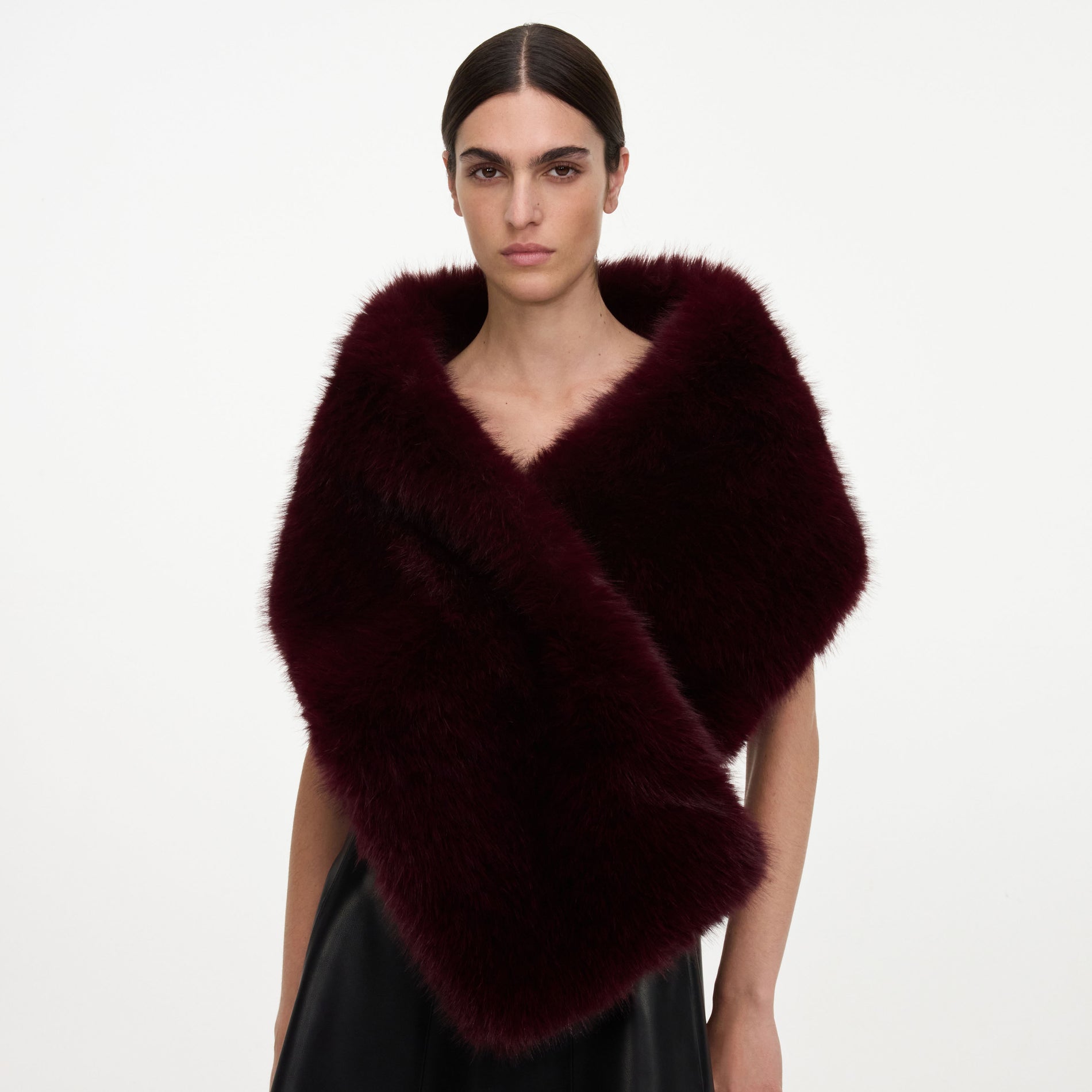 Burgundy Faux Fur Scarf