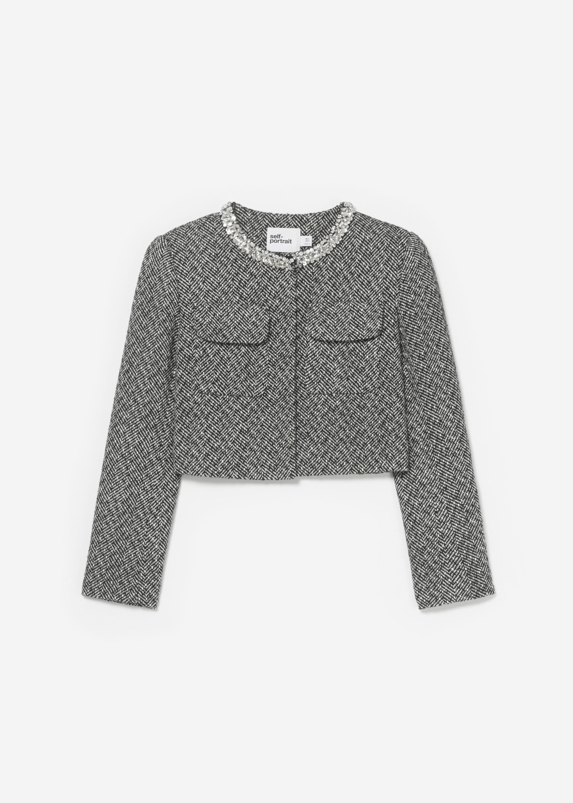 블랙 헤링본 장식 재킷