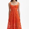 Orange Lace Midi Dress