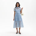 Blue Lace Keyhole Midi Dress