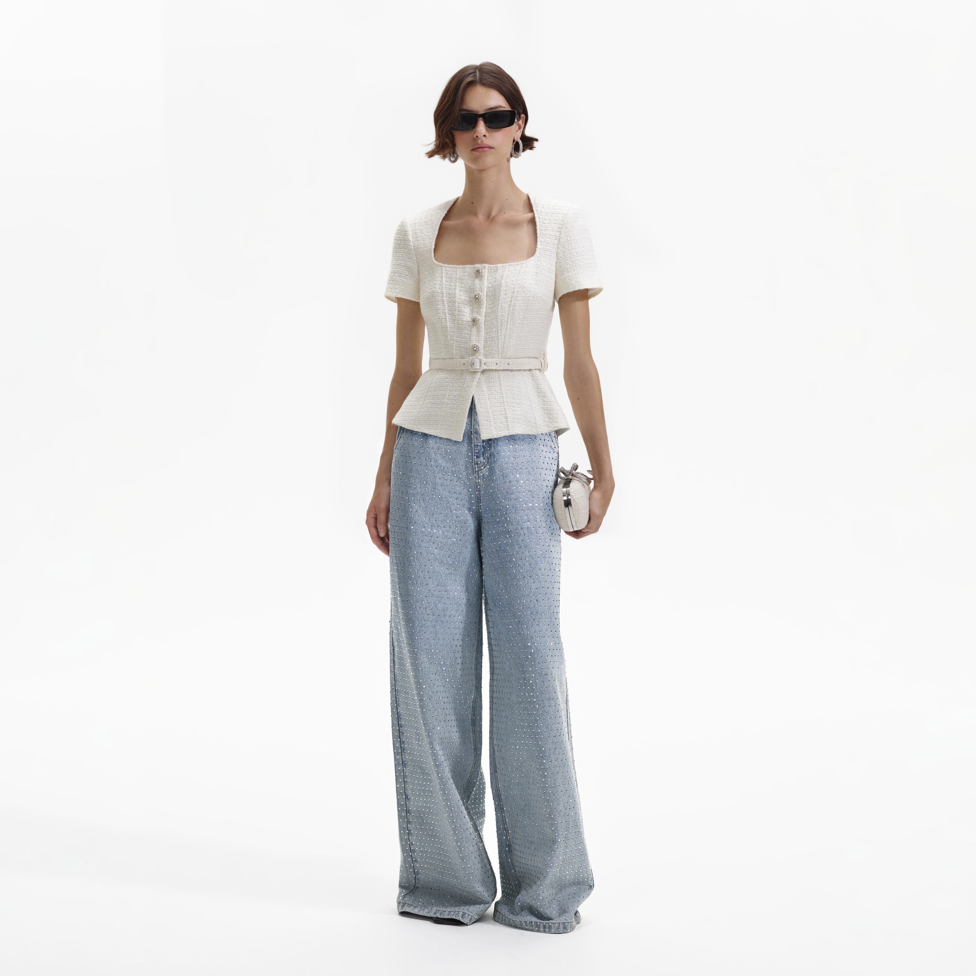 Cream Boucle Top