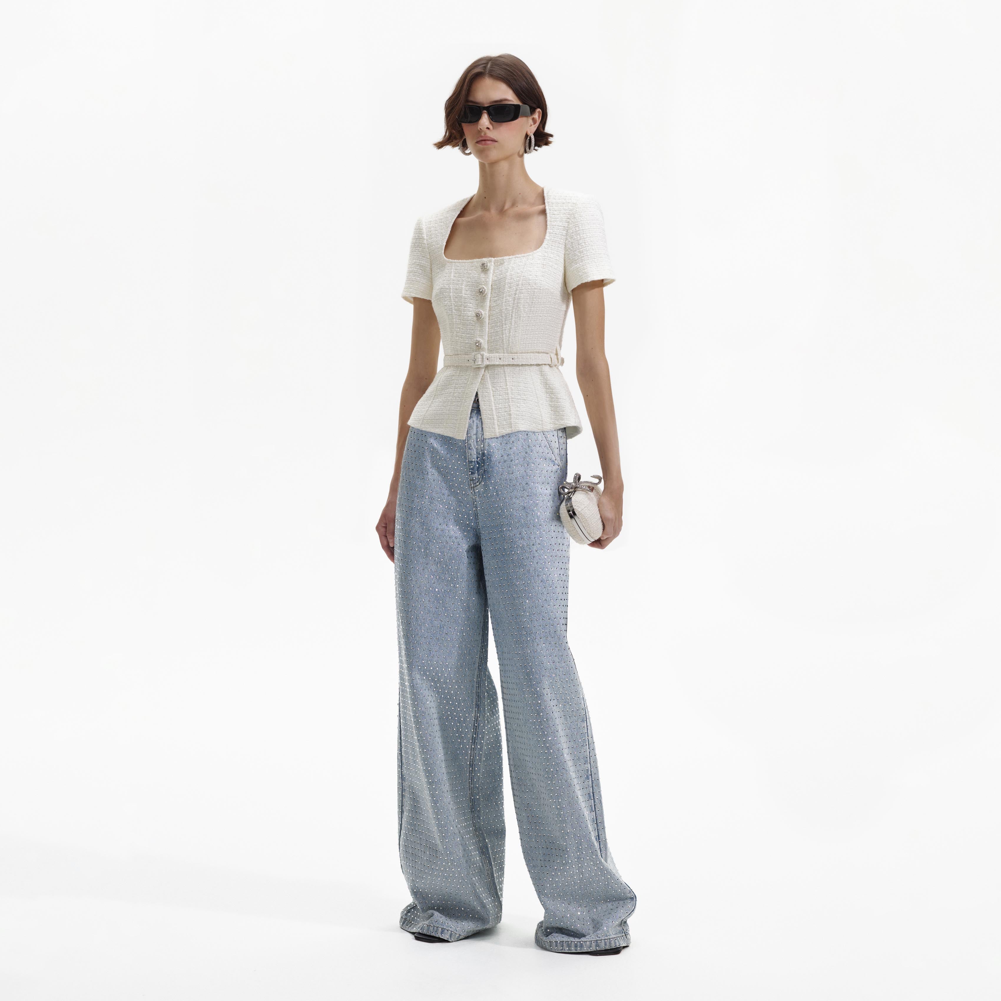 Cream Boucle Top