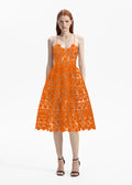 Orange Azaelea Lace Midi Dress