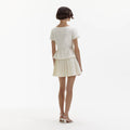 Cream Boucle Pleated Mini Dress