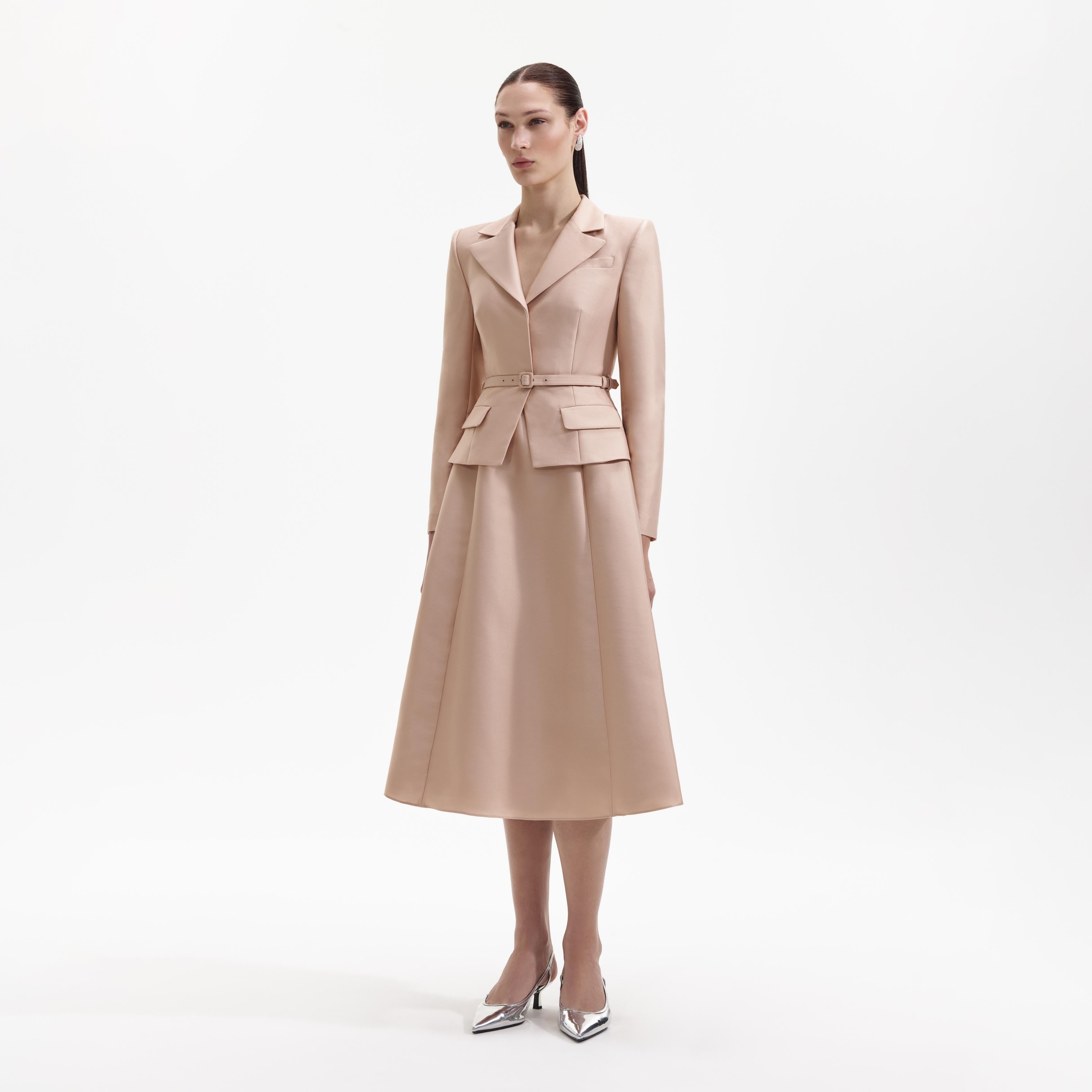 테일러드 태피터 미디 드레스