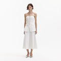 White Bandeau Crepe Midi Dress