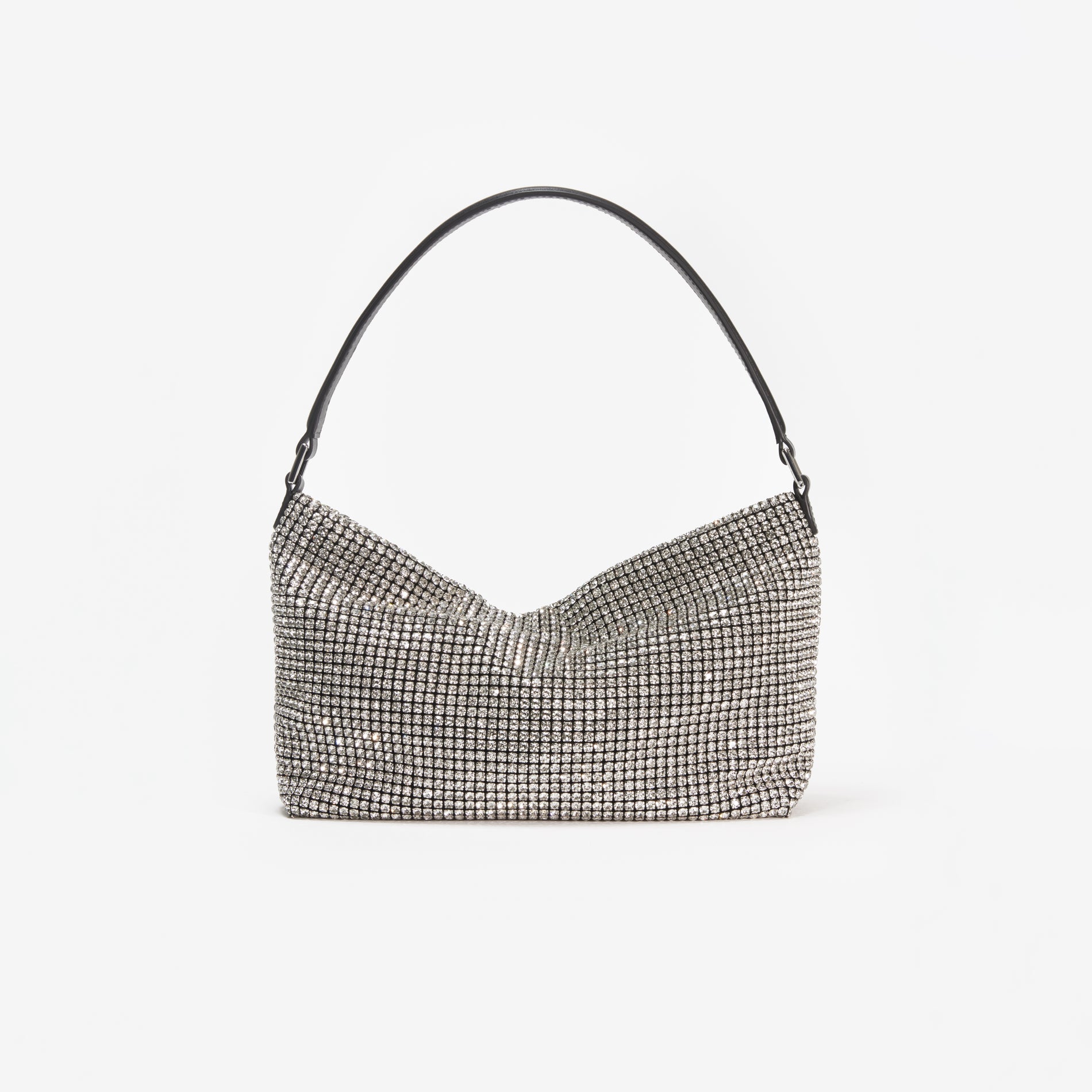 Silver Diamante Medium Hobo Bag