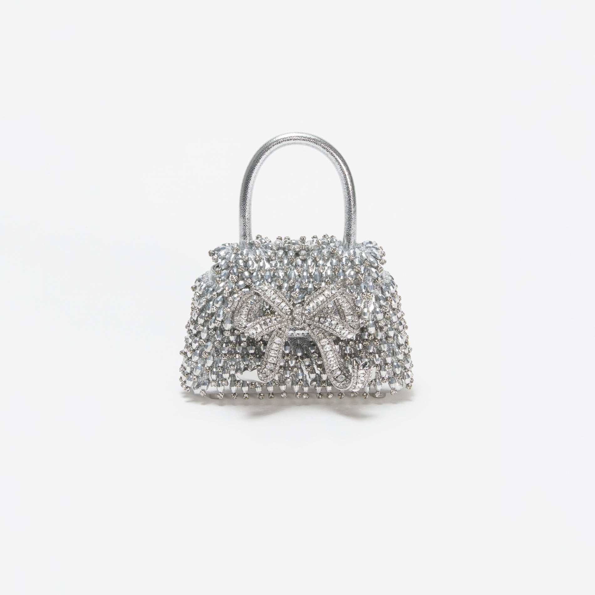 Silver Embellished Micro Bow Bag
